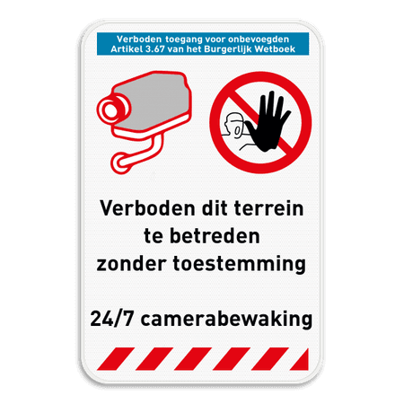 Veiligheidsbord - Camerabewaking - verboden toegang voor onbevoegden