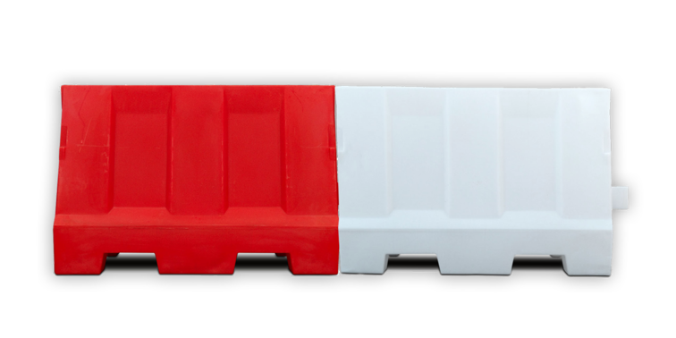 Kunststof barrier 1200x400x800 - rood/wit - vulbaar met water of zand