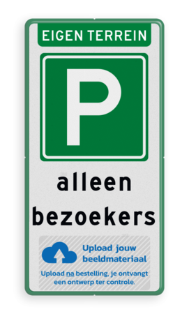 Parkeerbord voor bezoekers van eigen terrein met logo