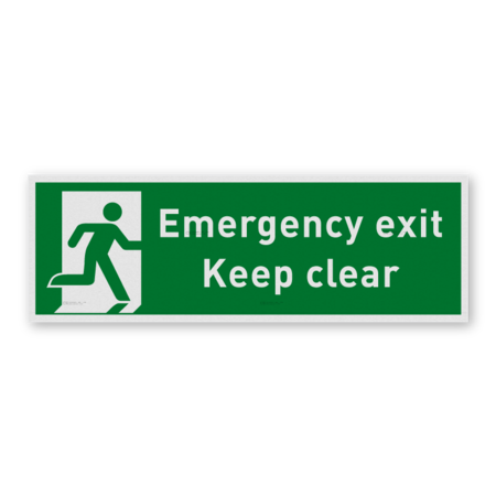 Nooduitgang bordje of sticker - Emergency exit, Keep clear - reflecterend