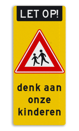 GFT bak sticker reflecterend 350x800mm - Opgepast - denk aan onze kinderen