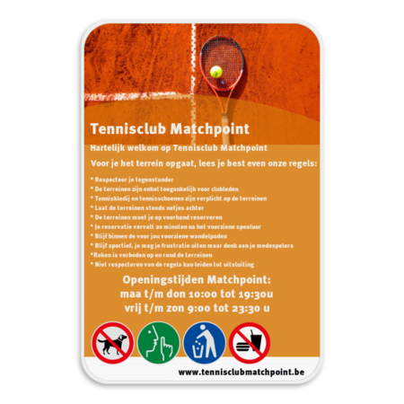 Tennisclub Matchpoint eigen tekst + pictogram