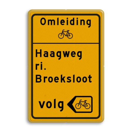 Omleidingsbord - eigen tekst + picto + pijlkader fietsers