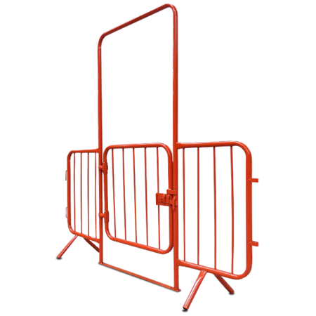 Barrière en acier galvanisé avec porte verouillable - Rouge