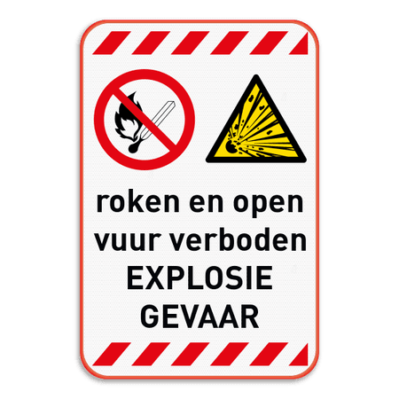 Waarschuwingsbord - roken en open vuur verboden - explosiegevaar