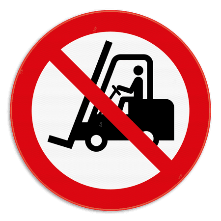 Verbodsbord - Geen toegang voor vorkheftrucks en andere industriële voertuigen - pictogram P006