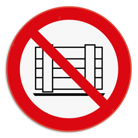 Verbodsbord - Verboden goederen neer te zetten - pictogram P023