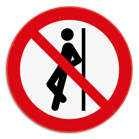 Verbodsbord - Tegenaan leunen verboden - pictogram P041