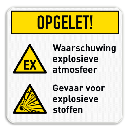 Waarschuwingsbord | Banner met 2 pictogrammen + uitleg