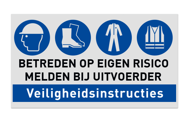 Veiligheidsbord explosieve stoffen | 4 Pictogrammen + banner