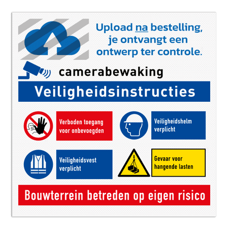 Werfbord voor bouwterrein - Veiligheidsinstructies met je logo