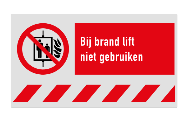 Brand bord P020 - Verboden lift te gebruiken bij brand