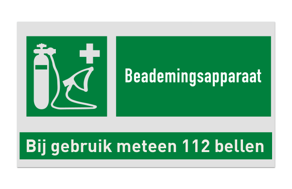 Reddingsbord E028 - Beademingsapparaat met tekst