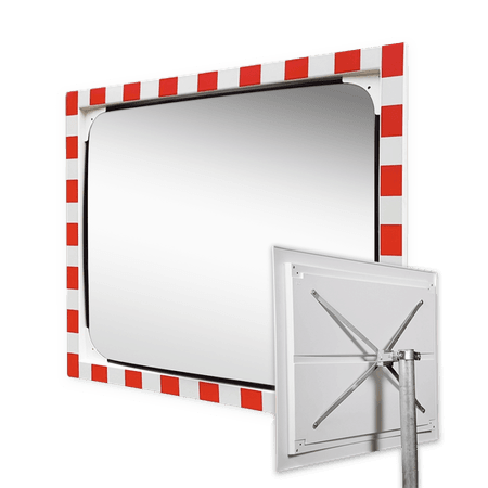 Verkeersspiegel acryl - 1000x800mm - met opvallend rood/wit kader