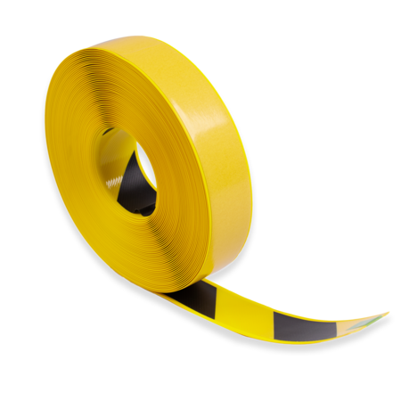 Vloermarkering tape PVC 50mm extra sterk - geel/zwart - rol 25 meter
