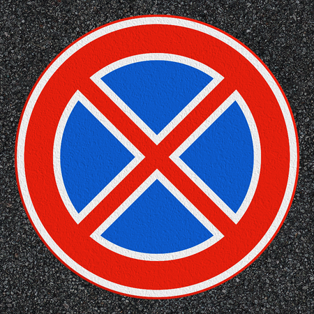 Thermoplast wegmarkering - symbool verboden stilstaan (RVV E02)