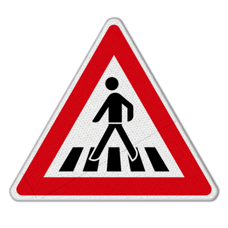 Gefahrzeichen 101-11 - Fußgängerüberweg, Aufstellung rechts