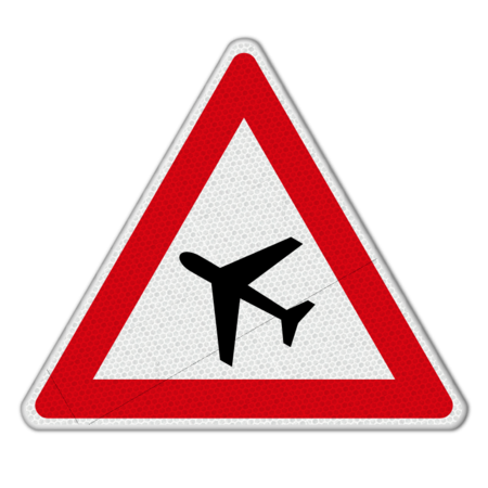 Gefahrzeichen 101-10 - Flugbetrieb, Aufstellung rechts
