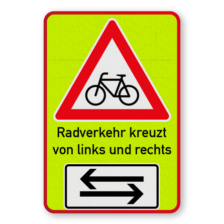 Warnschilder - Radverkehr kreuzt von links und rechts