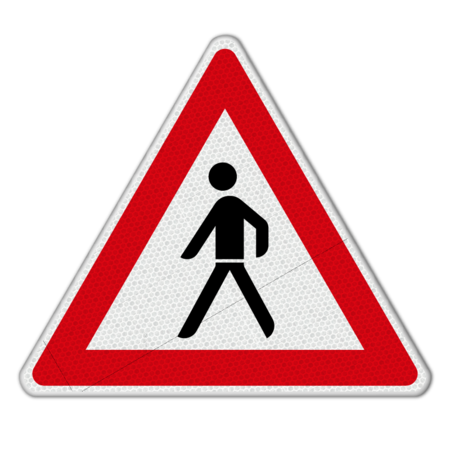 Gefahrzeichen 133-10 - Fußgänger! Aufstellung rechts