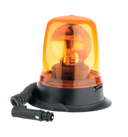 Lampe clignotante orange 12V - avec câble d'enroulement et base magnétique