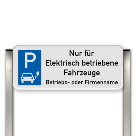 Parkplatzschild mit zwei Aluminium gebürstete Pfosten Parkplatz nur für Elektrisch Fahrzeuge mit name