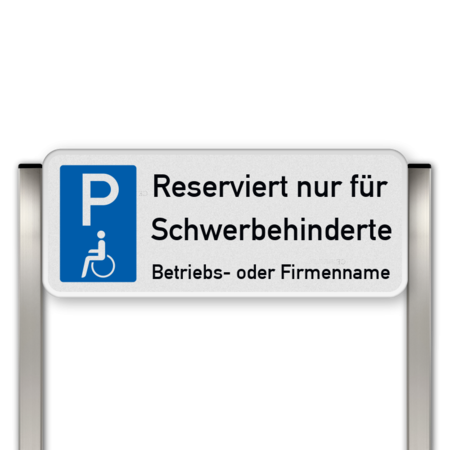 Parkplatzschild mit zwei Aluminium gebürstete Pfosten Reserviert nur für Schwerbehinderte