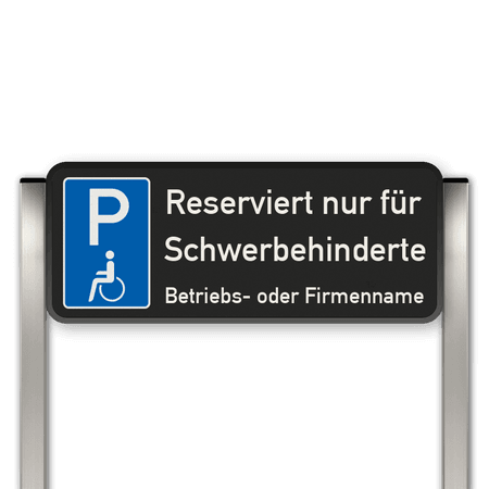 Parkplatzschild mit zwei Aluminium gebürstete Pfosten Reserviert nur für Schwerbehinderte