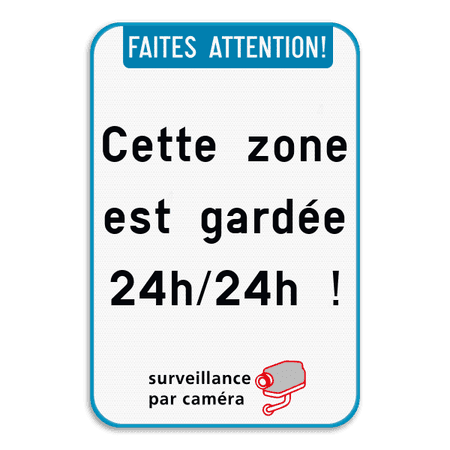 Surveillance par caméra - En-tête - Texte personnalisé - Pictogramme