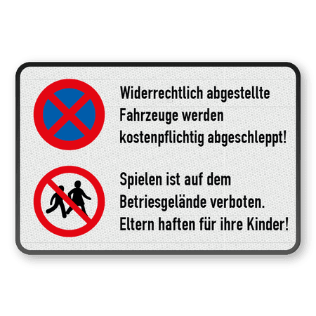 Kombinationsschilder - Betriebsgelände, Absolutes Haltverbot - Kinder verboten