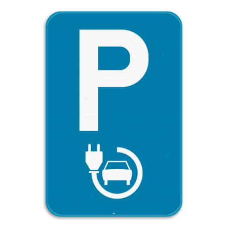 Verkeersbord SB250 E9a elektrisch laden - Parkeerplaats voorbehouden voor elektrisch opladen