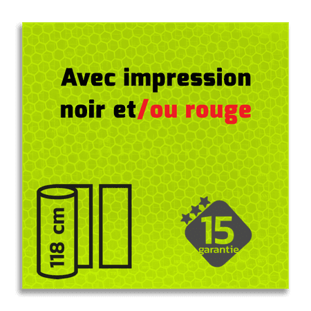 Film réfléchissant jaune-vert FLUOR avec impression noir/rouge de classe 3 | T-7513