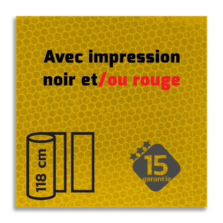 Film réfléchissant jaune avec impression noir/rouge de classe 3 | T-7501-B