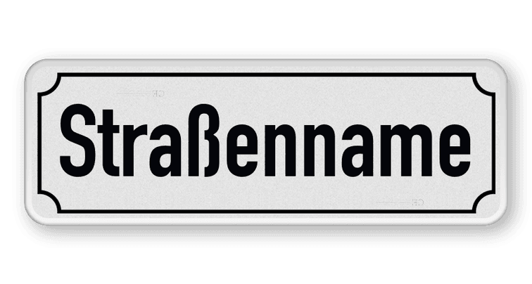 Straßennamenschild 600x200mm - 1 Zeile mit Rand