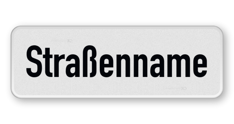 Straßennamenschild 600x200mm - 1 Zeile ohne Rand