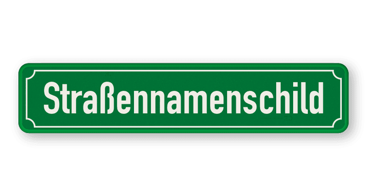 Straßennamenschild 1000x200mm - 1 Zeile mit Rand