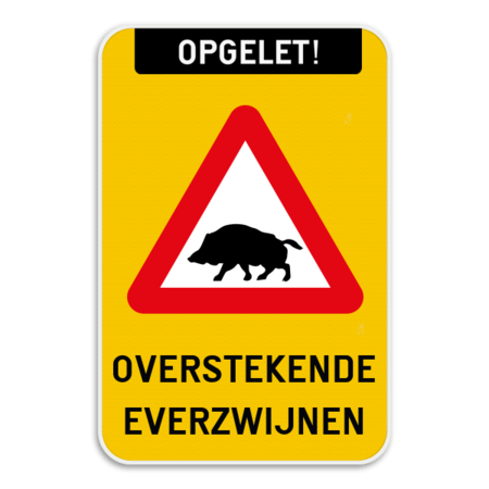 Verkeersbord - Opgelet - Overstekende Everzwijnen