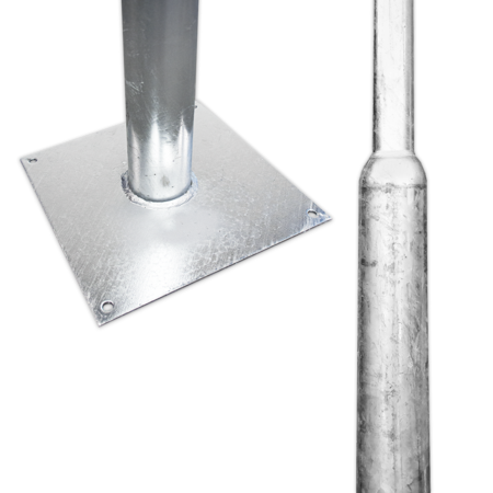 Flespaal staal - lengte 2800mm met bodemplaat 280x280x8mm incl. 4 gaten