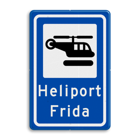 Verkeersbord heliport met 3 regels tekst