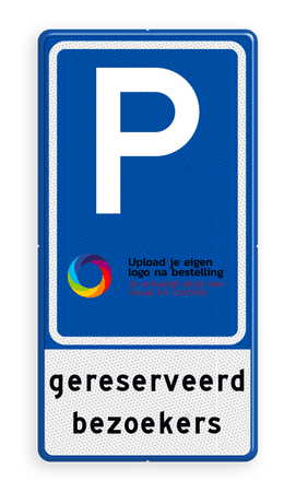 Verkeersbord RVV E08 met bedrijfslogo en tekst