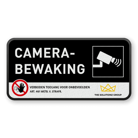 Camerabewaking bord rechthoek 2:1  reflecterend  - Met logo