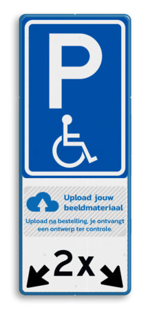 Verkeersbord E06 mindervaliden met logo en 2 pijlen