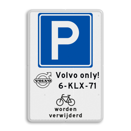 Parkeerbord E04 Parkeerplaats met kenteken, fietsen worden verwijderd