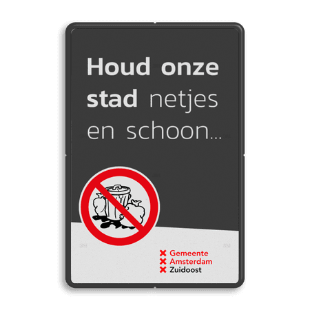 Mottobord - Houd onze stad schoon met logo