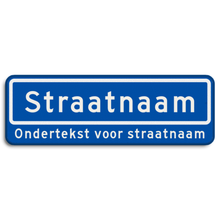 Straatnaambord 10 karakters 600x200 mm + ondertekst NEN 1772