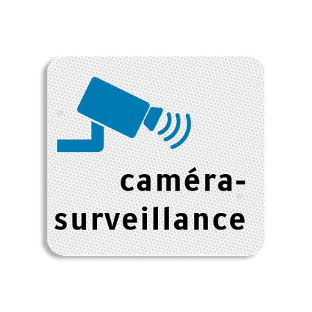 Panneau plat de terrain bleu/blanc - Caméra-surveillance - 119x109mm