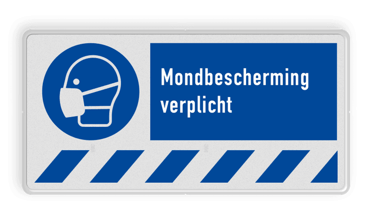 Veiligheidsbord M016 met tekst Mondbescherming verplicht