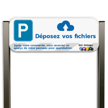 Panneau d'information sur le parking - Poteaux en aluminium brossé + design personnalisé