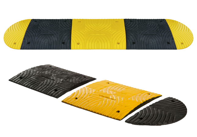 Verkeersdrempel rubber compleet - < 30km/u - 30mm hoog - geel zwart