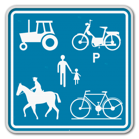 Panneau G2000 - F99c - Chemin réservé aux véhicules agricoles, aux piétons, cyclistes et cavaliers